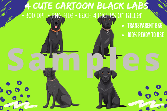 4 Cute Black Labrador Retriever Cartoons: A Designer's Best Friend