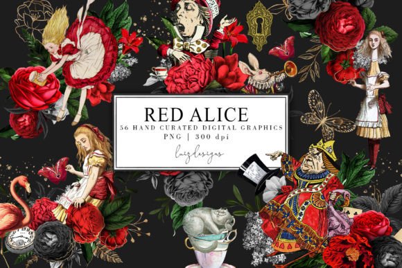 Alice in Wonderland Tea Party Graphics: A Vintage Digital Kit