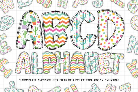 Cactus Doodle Alphabet Letters: A Playful PNG Set for Creative Projects