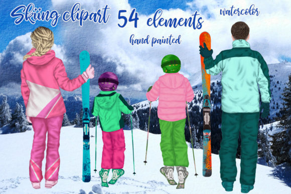 Charming Winter Memories: Using Family Skiing Clipart