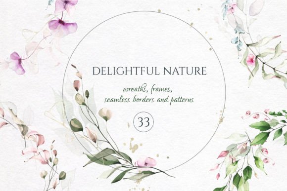 Delightful Nature: 33 Watercolor Frames for Botanical Beauty