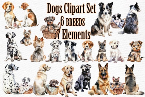 Dog Clipart Dog Breeds: Watercolor Designs for Creative Projects