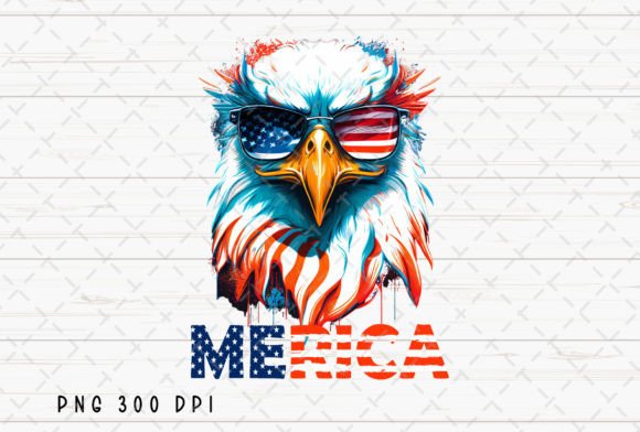 Merica Eagle USA 4th July Patriotic PNG: Bold Design for Independence Day