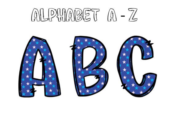 Patriotic USA Flag Doodle Alphabet 4: A Bold Design Asset