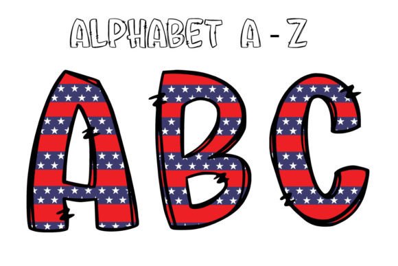 Patriotic USA Flag Doodle Alphabet PNG8: A Designer's Toolkit for Themed Projects