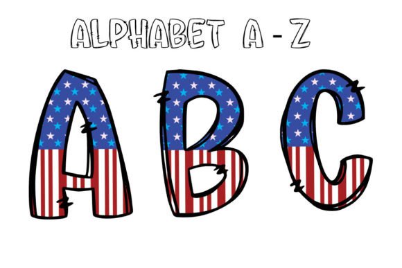 Patriotic USA Flag Doodle Alphabet PNG9: A Designer's Guide