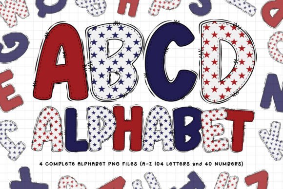 Red White Blue PNG Sublimation: A Creative Alphabet for Bold Designs