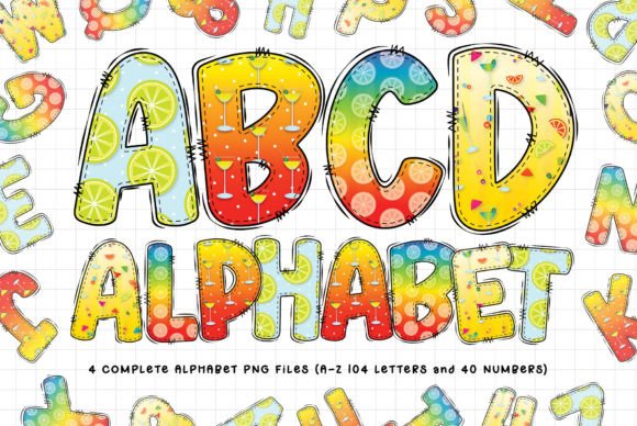 Summer Cocktail Alphabet Letters Clipart: A Design Asset
