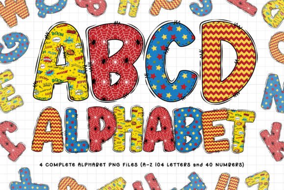 Superhero Comic Alphabet Sublimation: Bold Design Assets