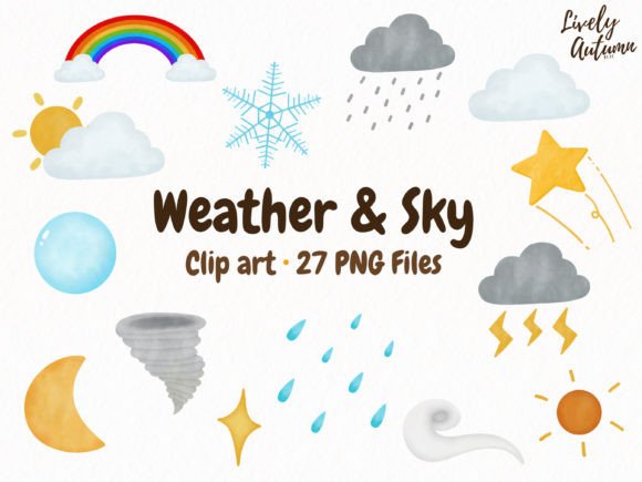 Weather and Sky Clip Art: 27 PNGs for Every Project